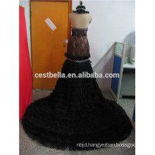 Real picture black muslim evening dress dubai wedding gown